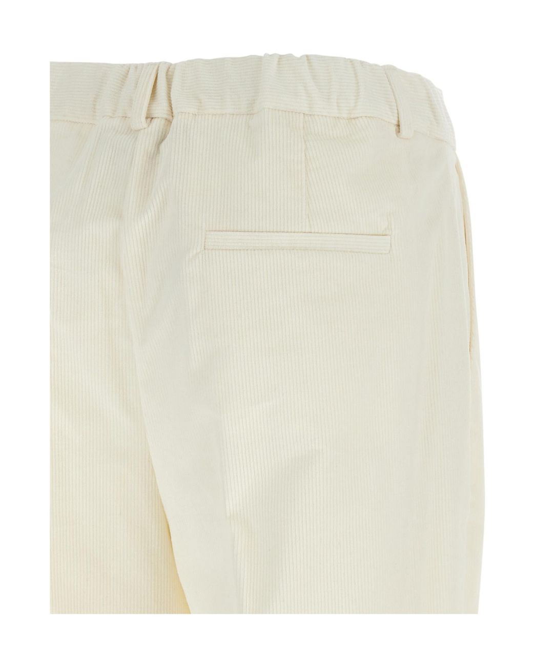 Kiton White Pleated Corduroy Trousers