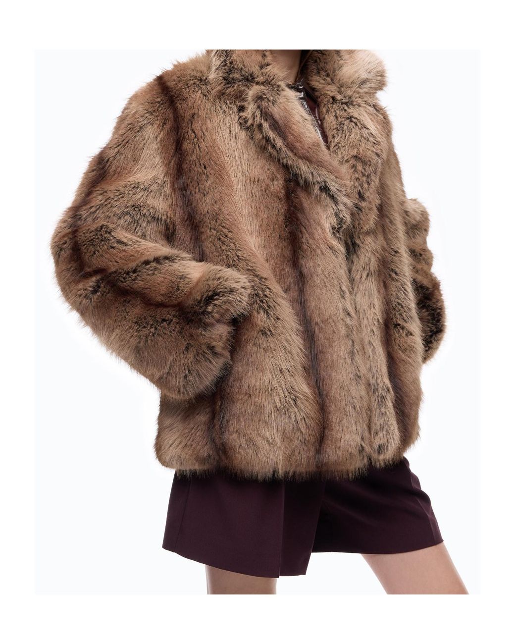 Pinko Brown Caban Pelliccia Caledenia