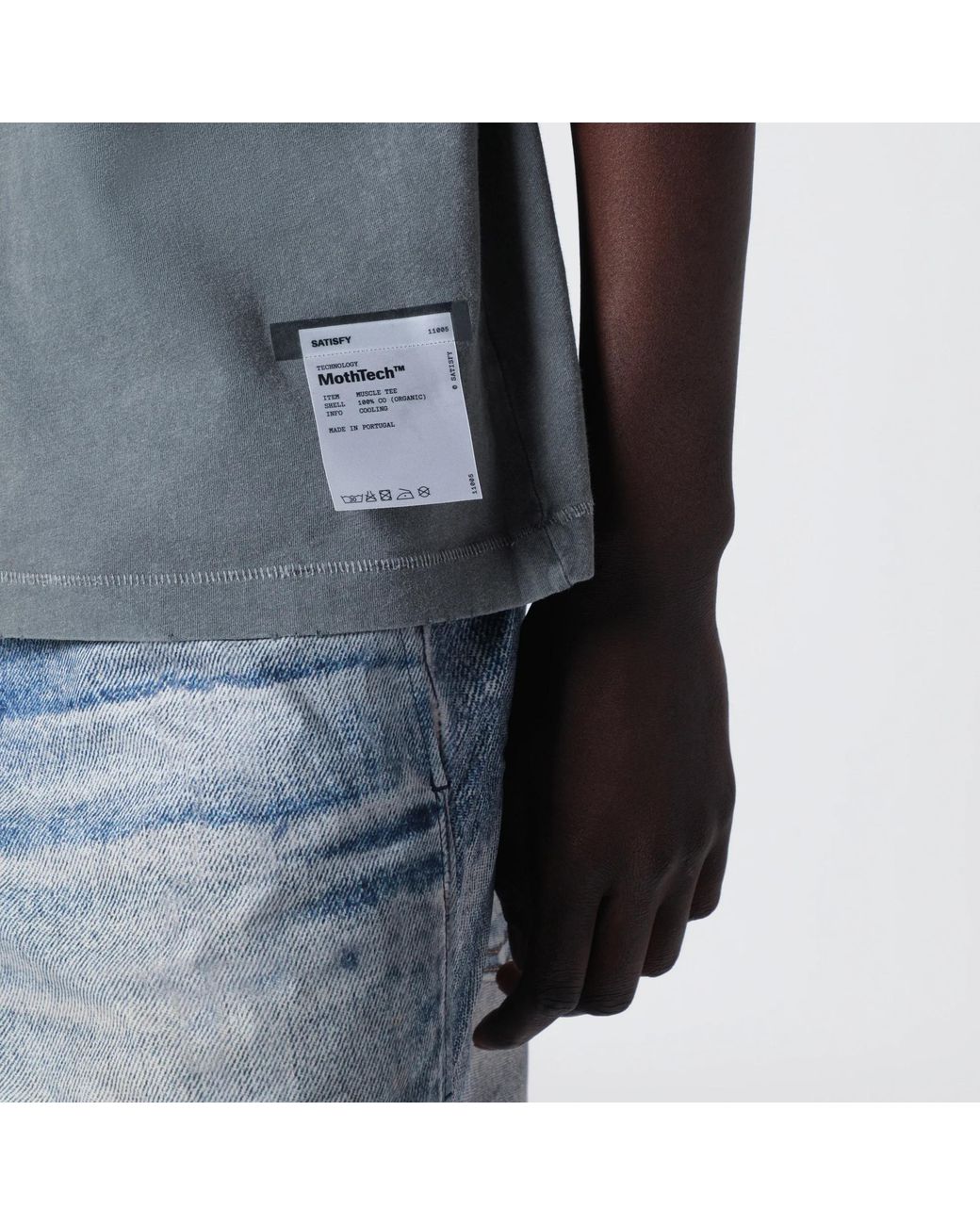 Satisfy Gray Mothtech Distressed Sleeveless T-Shirt for men