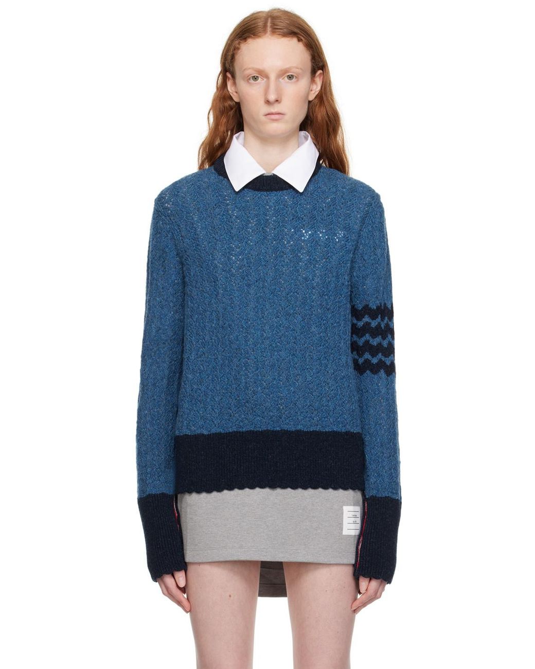 Thom Browne Blue 4-Bar Striped Sweater