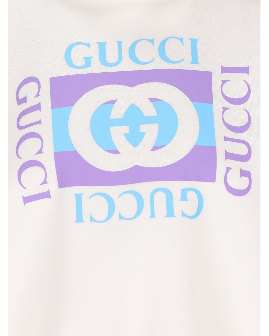 Gucci White Logo Printed Drawstring Hoodie