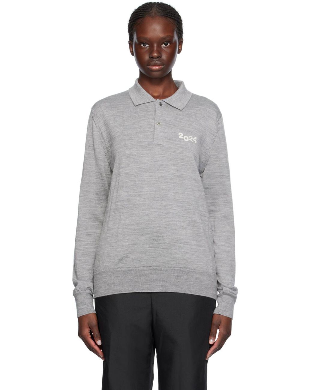Comme des Garçons Gray Wool Polo Shirt