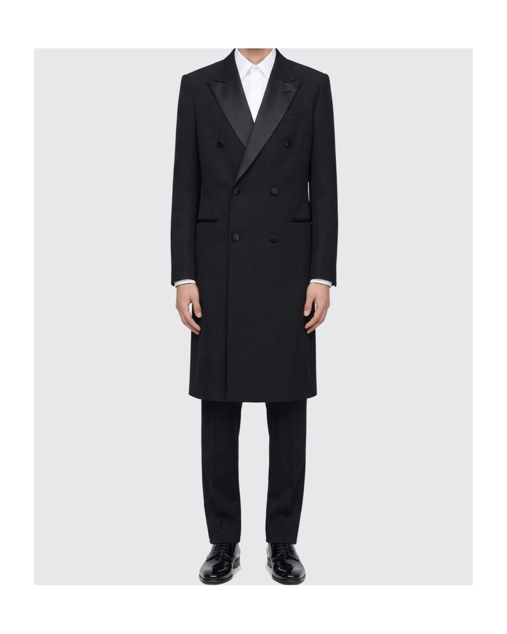 McQueen Black Felt Double-Breasted Coat for men