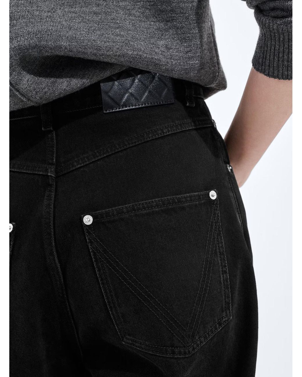 Bottega Veneta Black Faded Wide Leg Jeans
