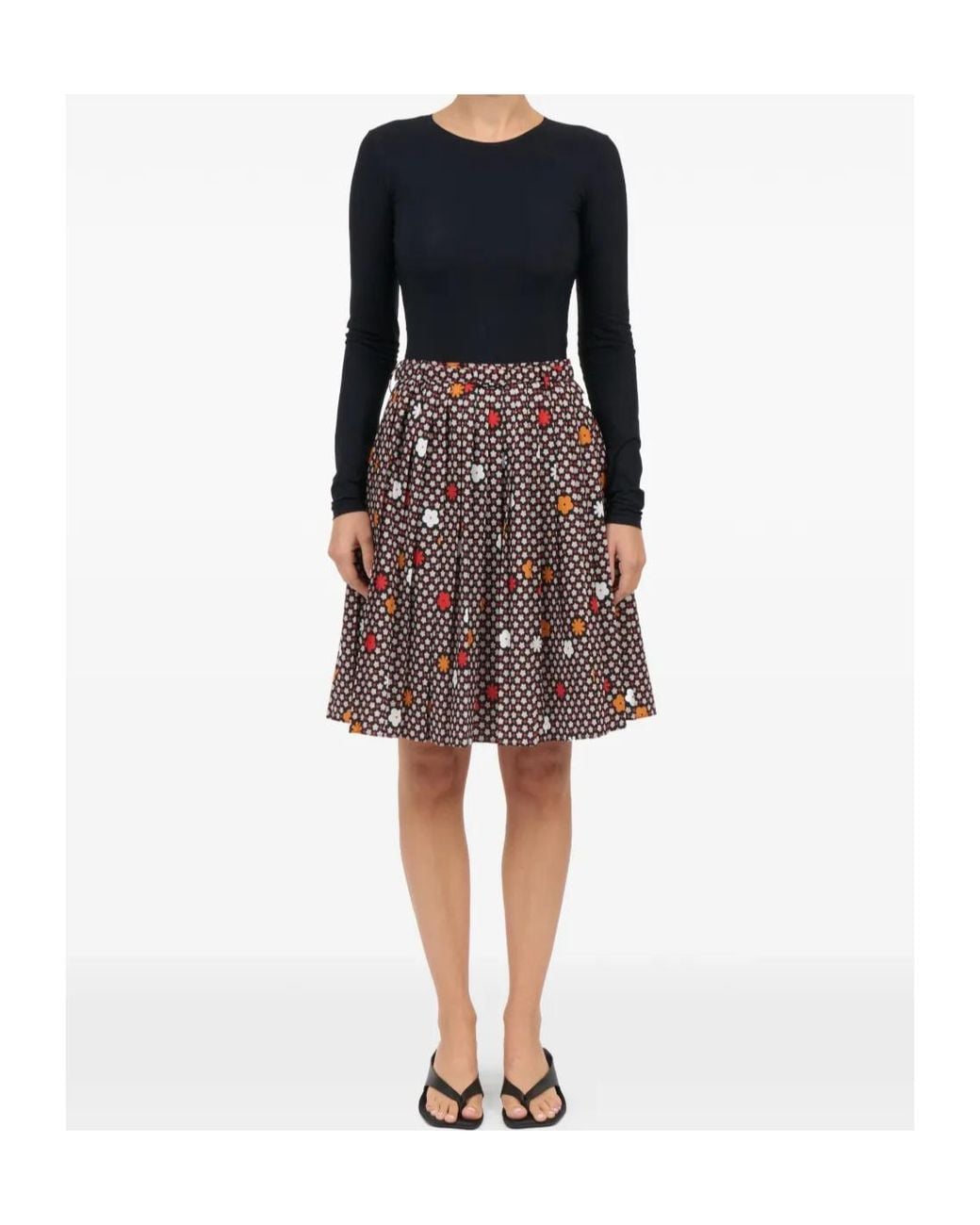 MM6 by Maison Margiela Multicolor Floral-Printed Pleated Midi Skirt