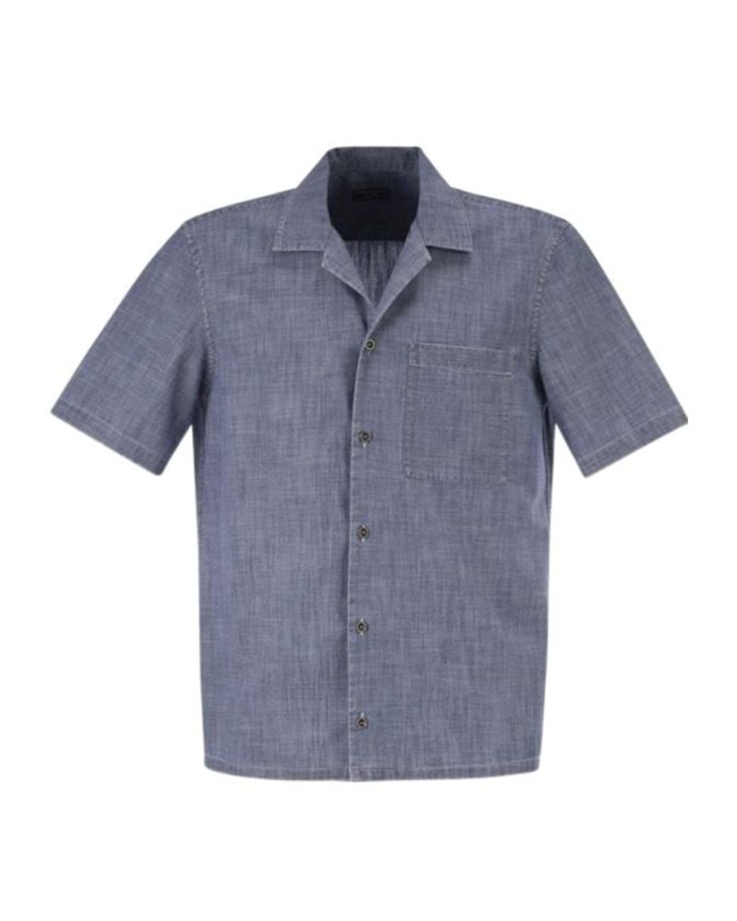 Peserico Blue Lightweight Denim Short-Sleeve Shirt for men