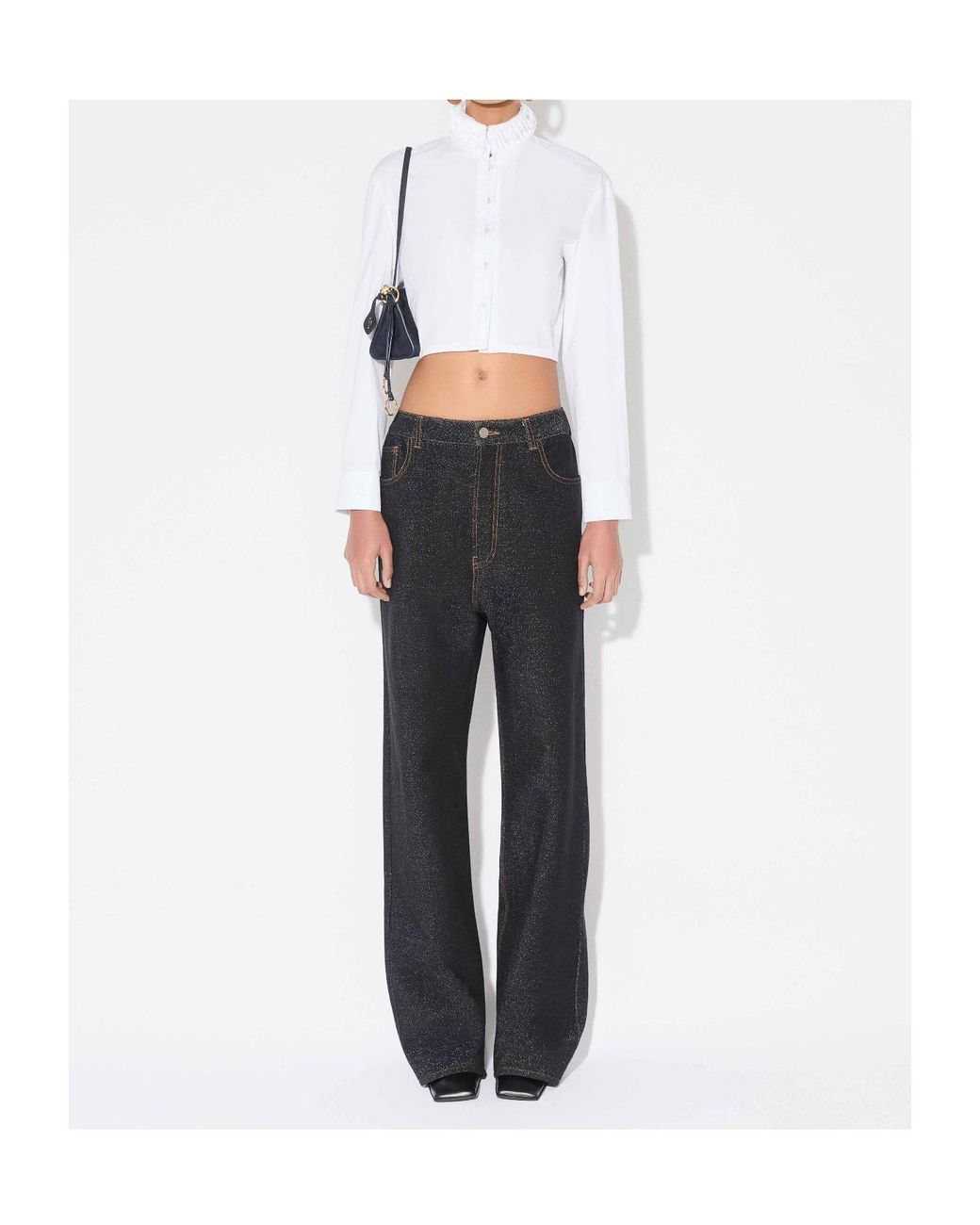 Alaïa White Alaïa Poplin Cropped Blouse