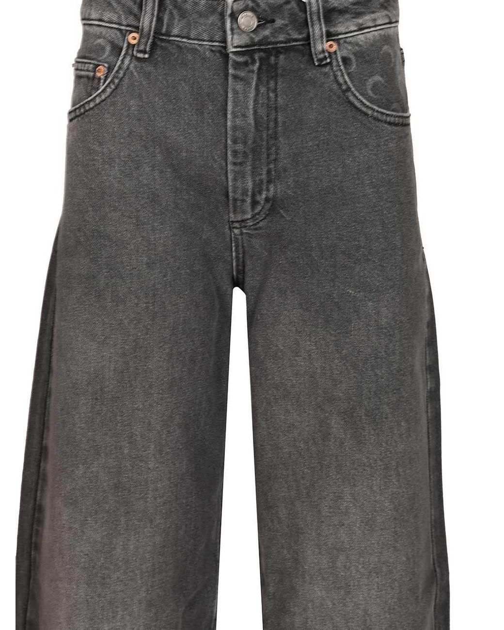 MARINE SERRE Gray Moon Laser Wash Denim High-Waist Flare Jeans