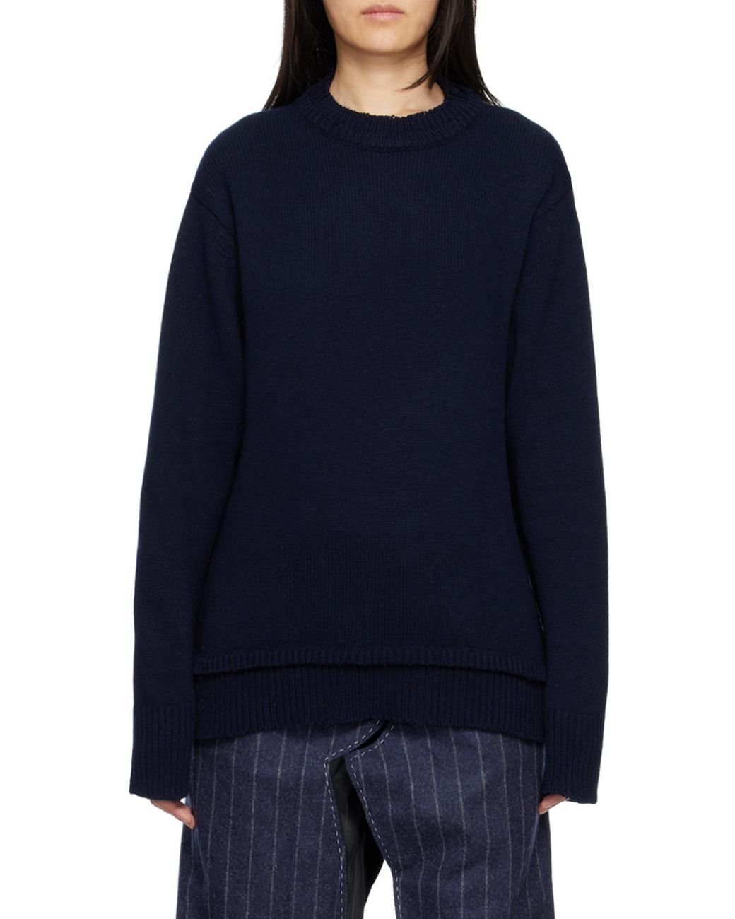 Maison Margiela Blue Elbow Patch Jumper for men
