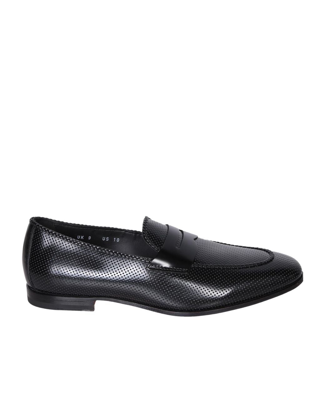 Santoni Black Round-Toe Slip-On Loafers for men