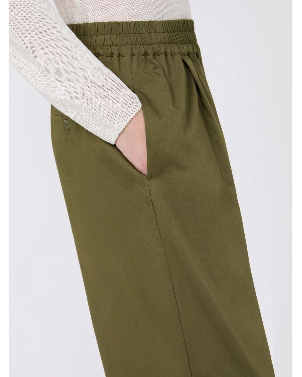 Weekend by Maxmara Green Elasticated-Waistband Trousers