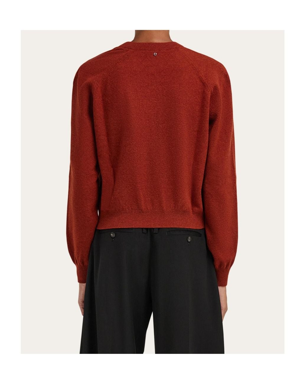Ferragamo Red Crewneck Sweater With Cut-Out Detail Brick Mélange