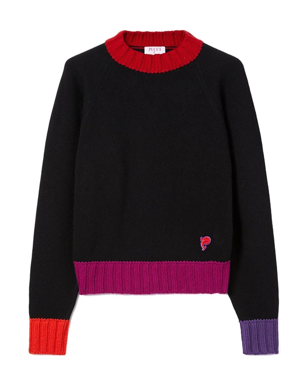 Emilio Pucci Black Sweater With Color Block Details