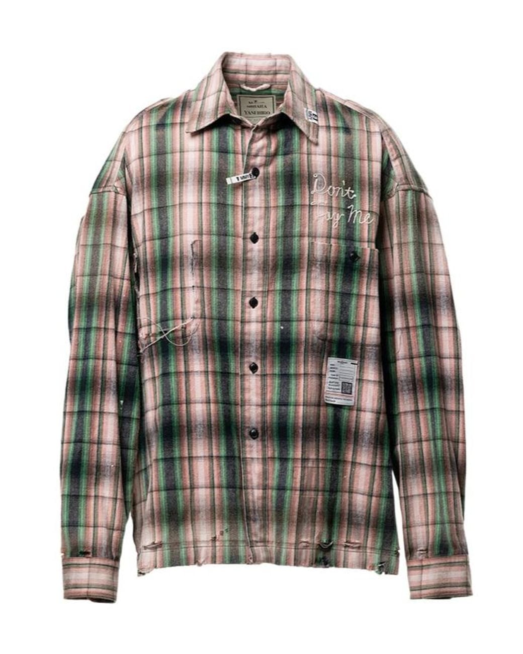 Maison Mihara Yasuhiro Gray Checked Embroidered Shirt for men