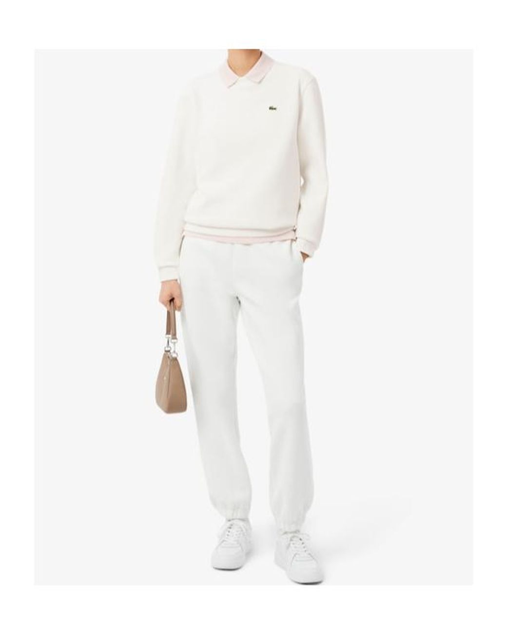 Lacoste White Embroidered Crew-Neck Sweatshirt