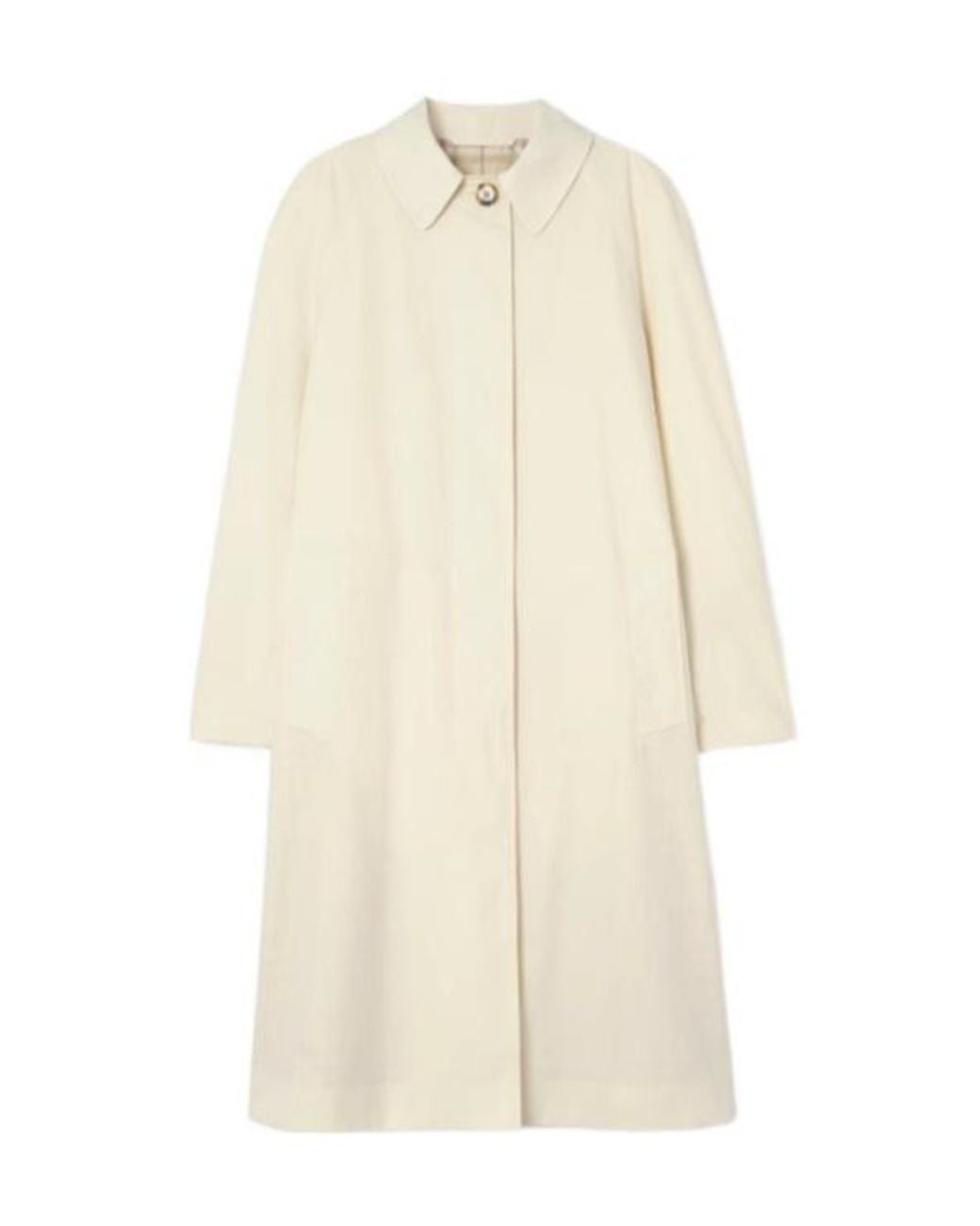 Burberry White Long Tropical Gabardine Car Coat