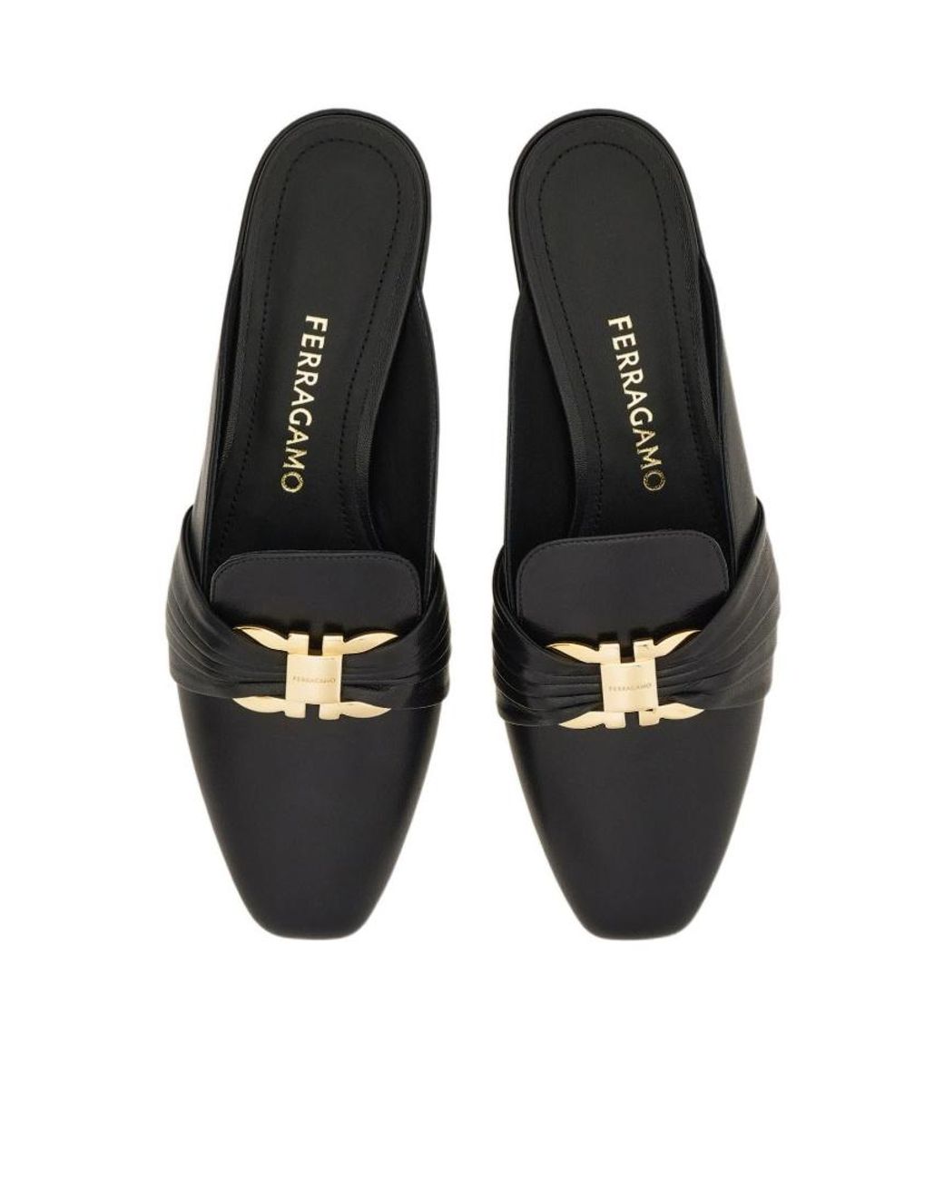 Ferragamo Black Gancini Ornament Mule