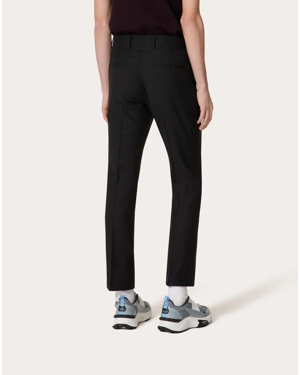 Valentino Black Pleated Straight Leg Trousers for men