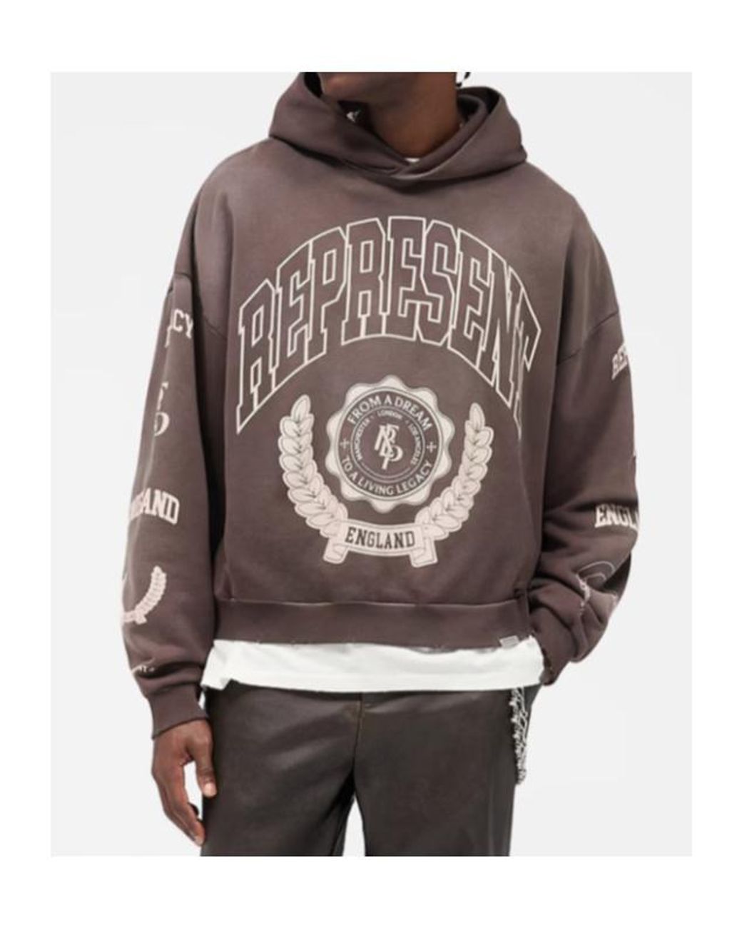 Represent Brown Collegiate Graphic Hoodie for men