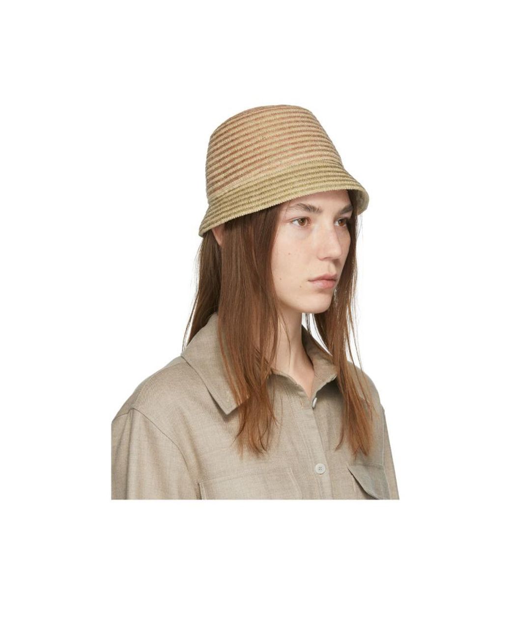 Maison Michel White Logo Plaque Souna Bucket Hat