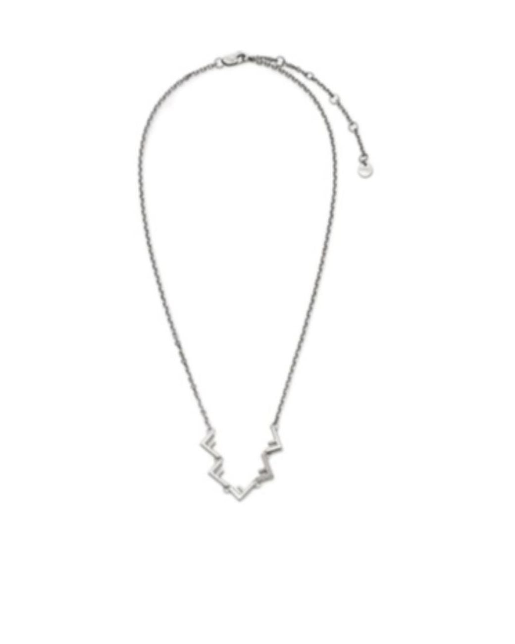 Fendi White Colored Metal Necklace for men