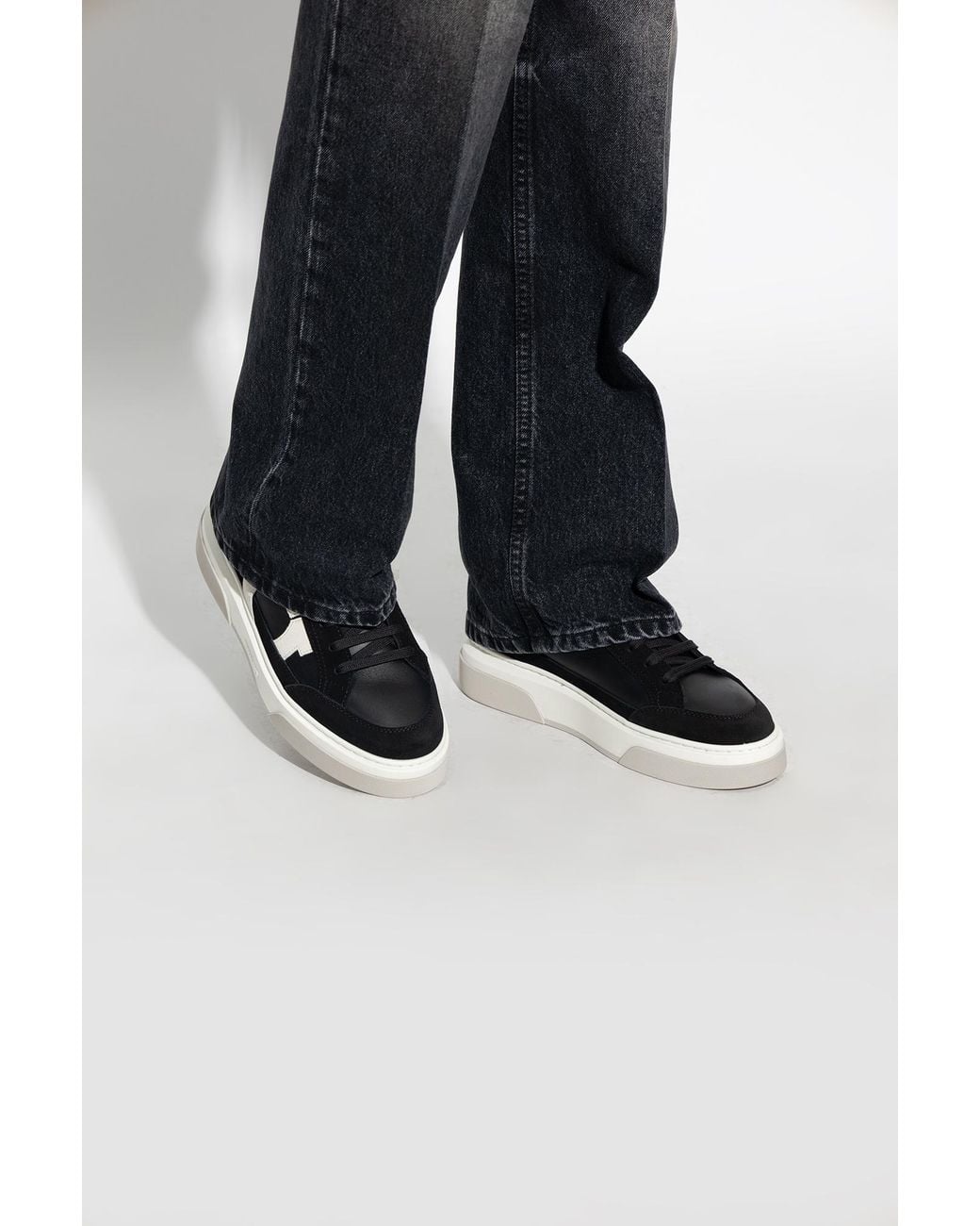 Ferragamo Black Cassina Gancini Outline Low-Top Sneakers for men