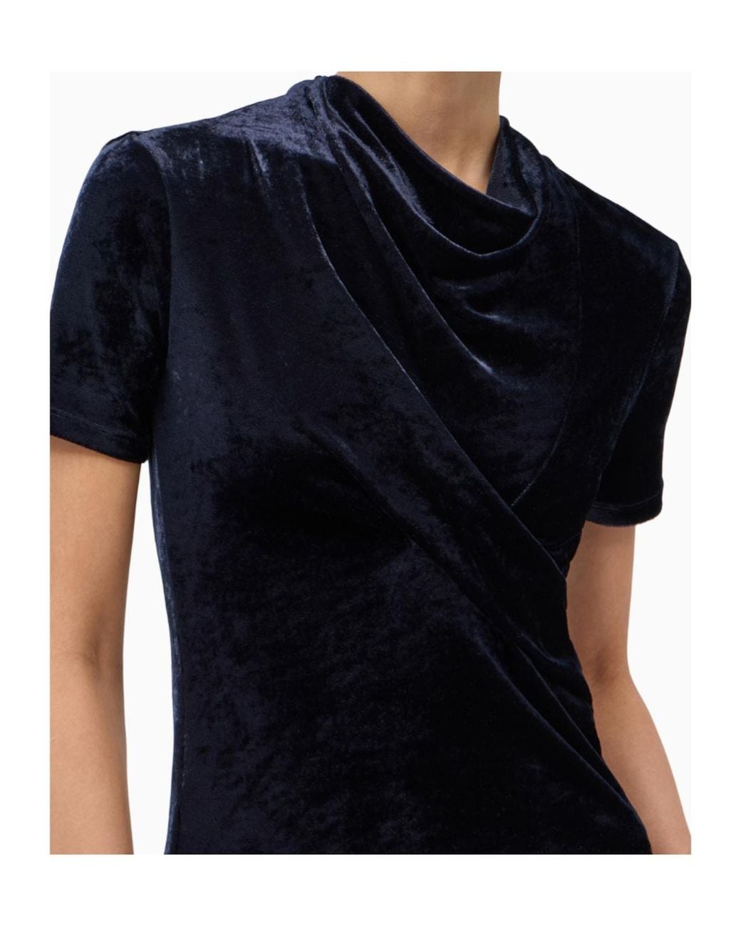 Giorgio Armani Blue Draped Velvet Top