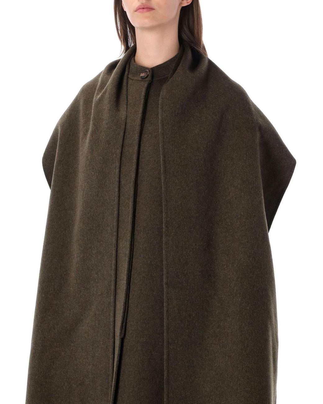 Soeur Green Finn Scarf-Detail Coat