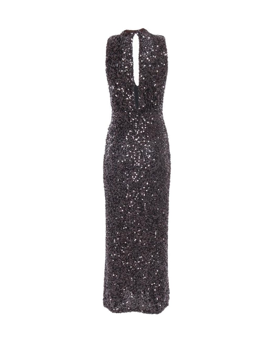 P.A.R.O.S.H. Purple Sequin-Embellished V-Neck Sleeveless Dress