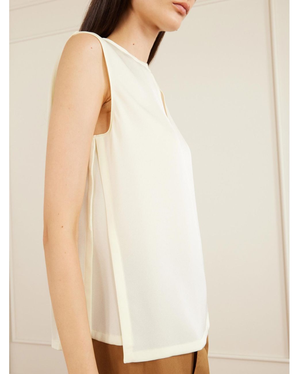 Theory White Sleeveless Chiffon Top