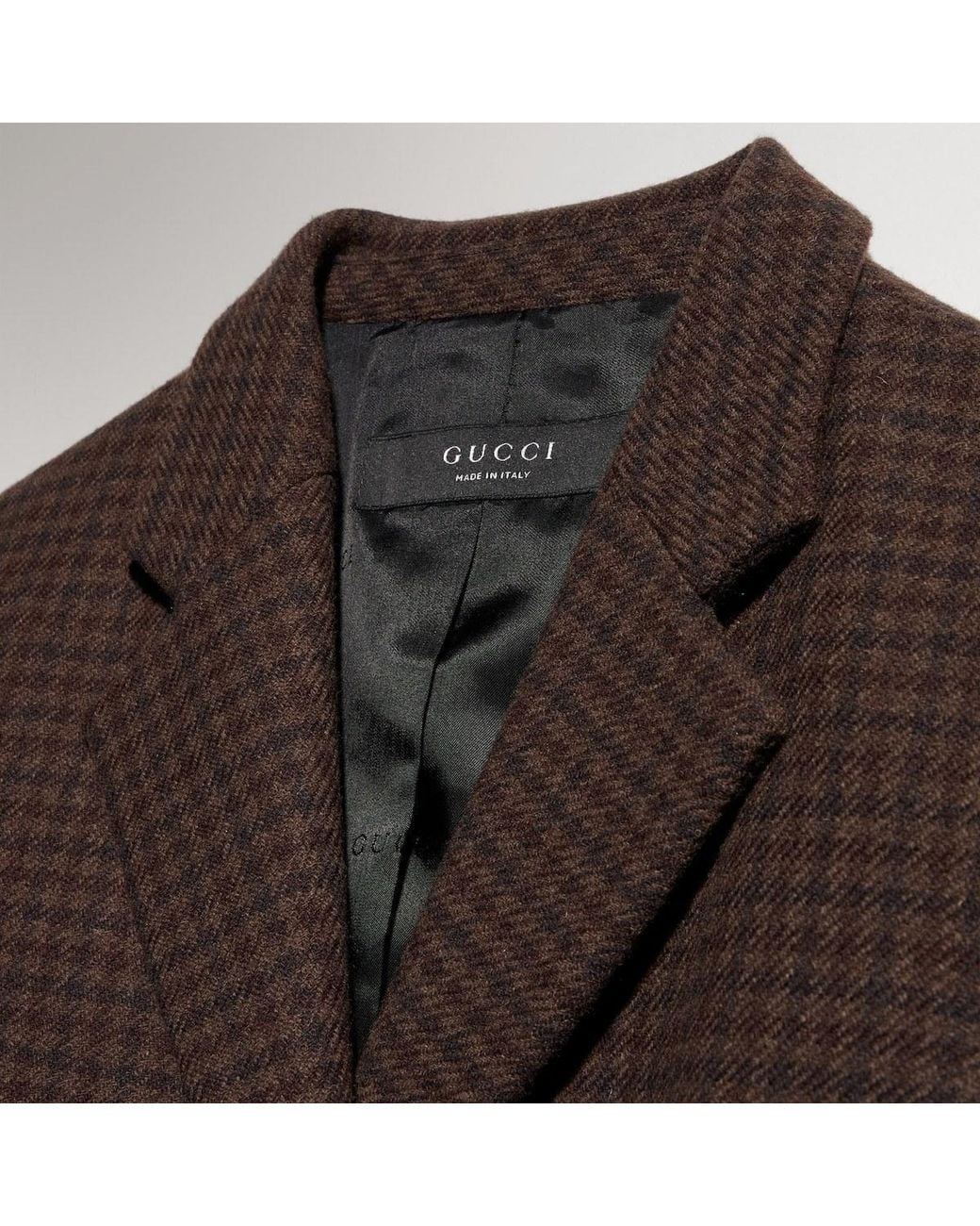 Gucci Brown Gingham Wool Jacket With Tag