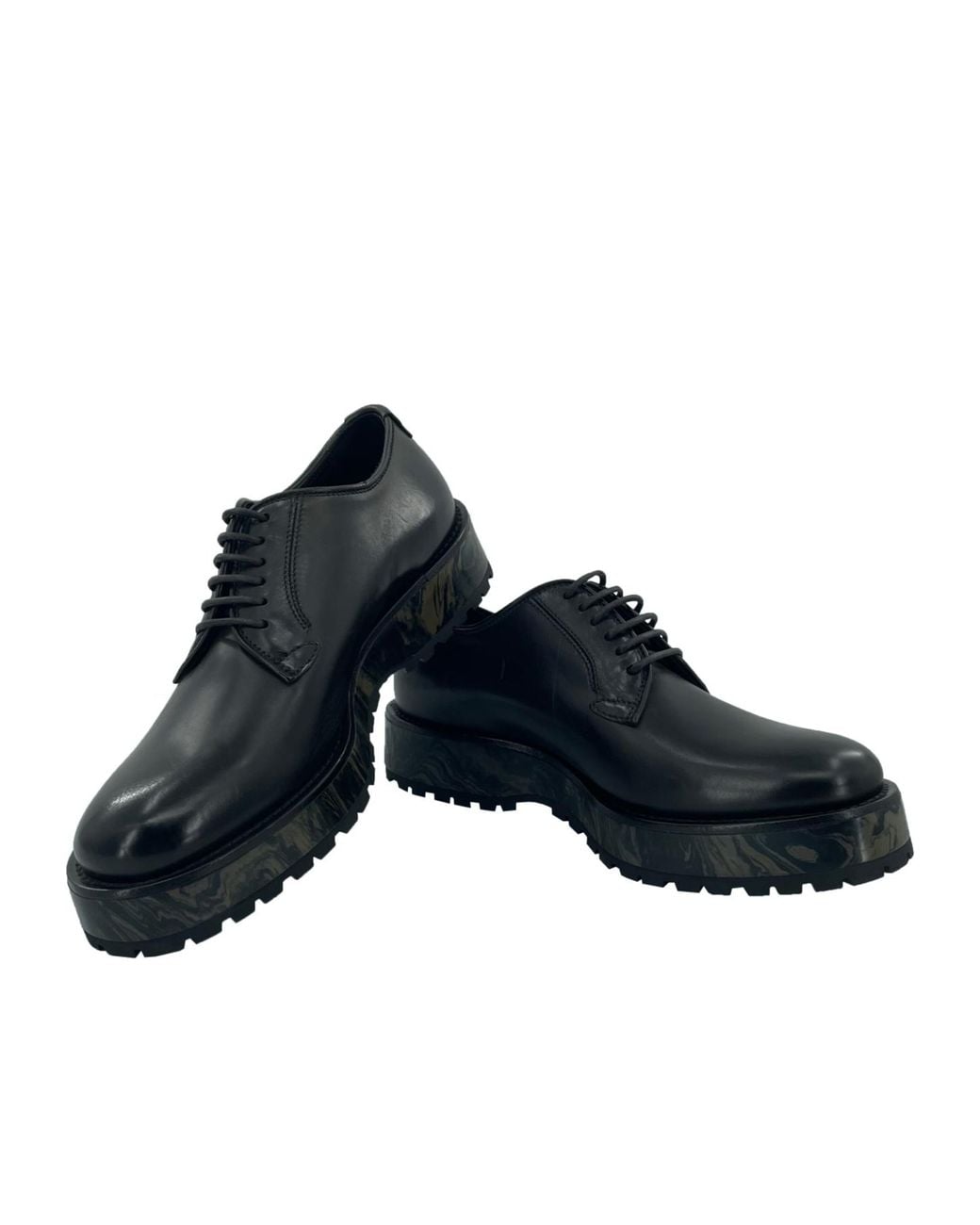 Emporio Armani Black Round Head Lacing Business Shoes for men