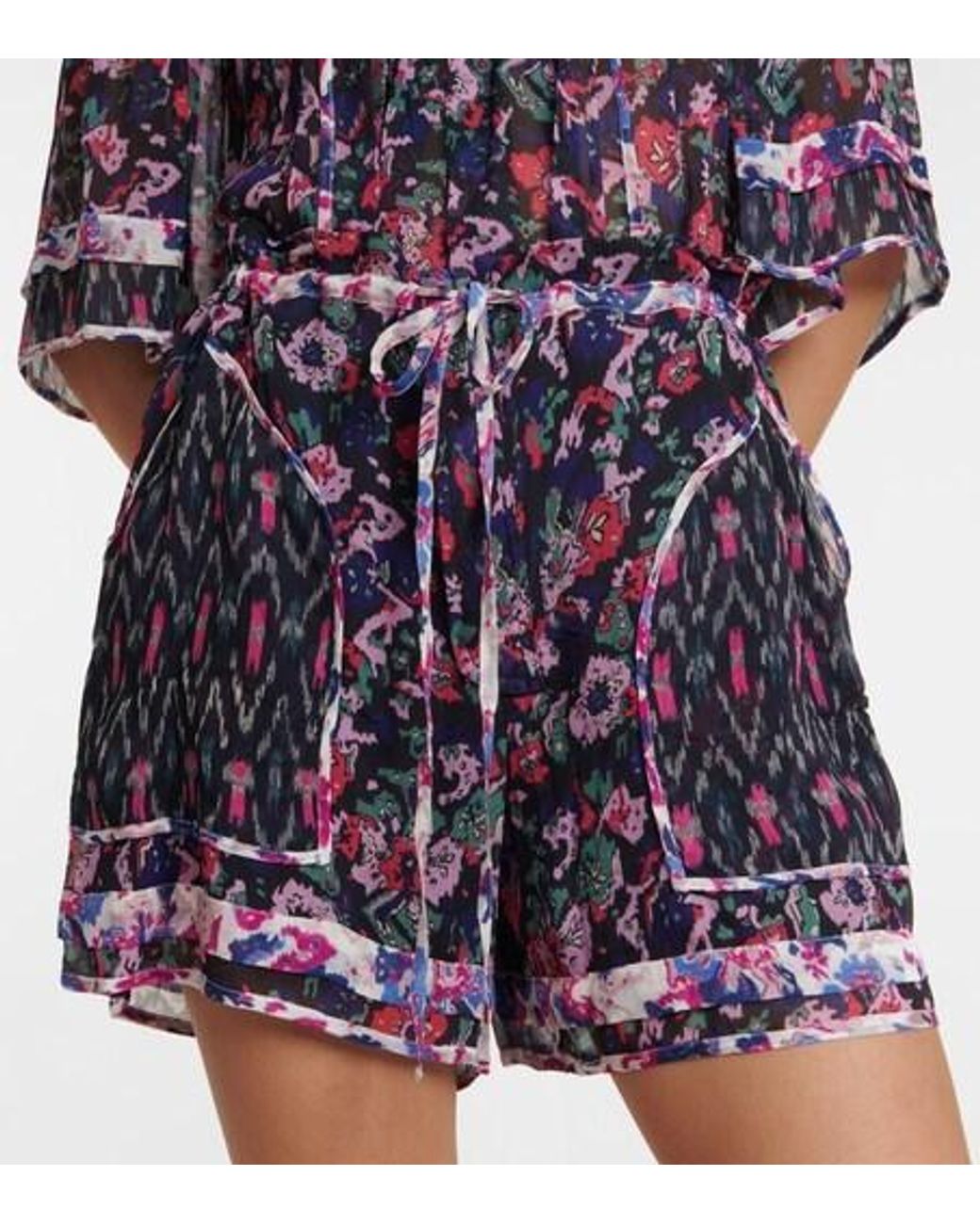 Isabel Marant Blue Riolmy Printed Georgette Shorts