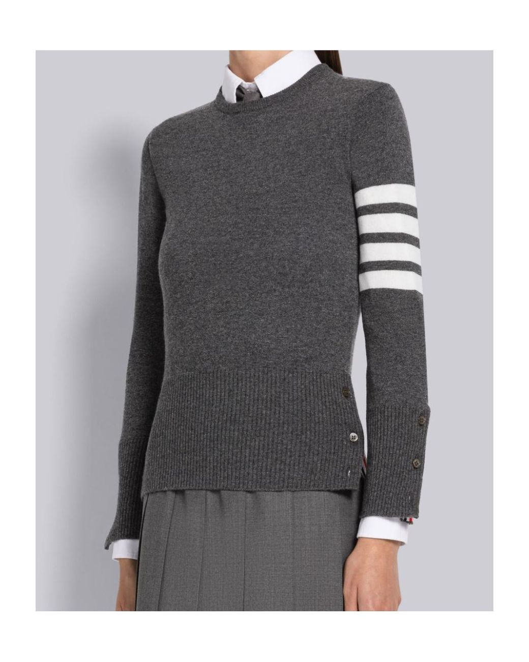 Thom Browne Gray 4-Bar Stripe Sweater