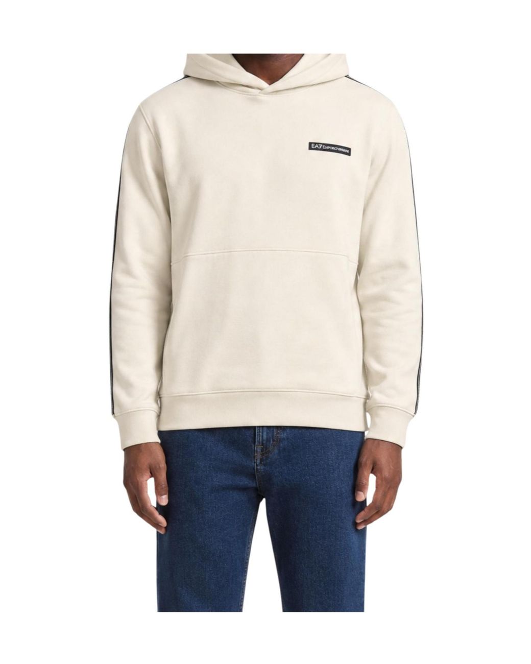 EA7 Natural Logo-Tape Hoodie for men