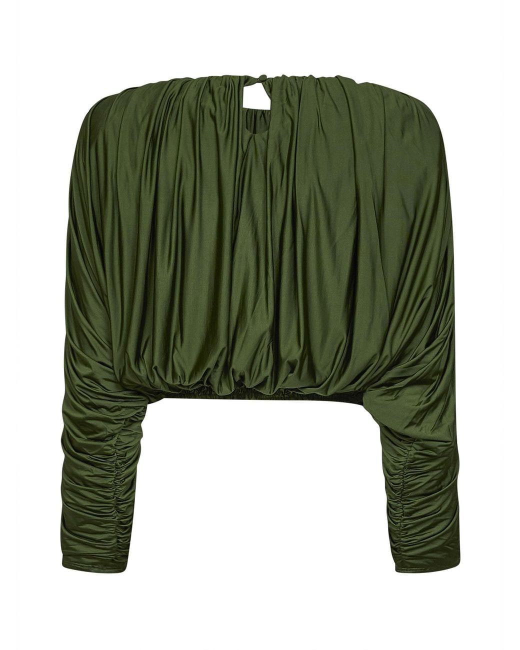 Self-Portrait Green Ruched Jersey Top