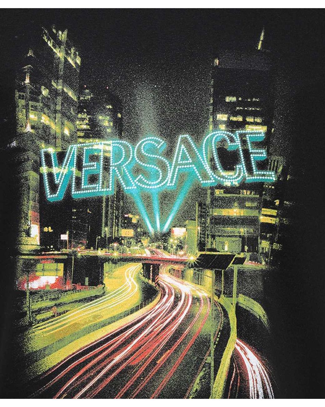 Versace Black Logo-Printed Crewneck T-Shirt for men