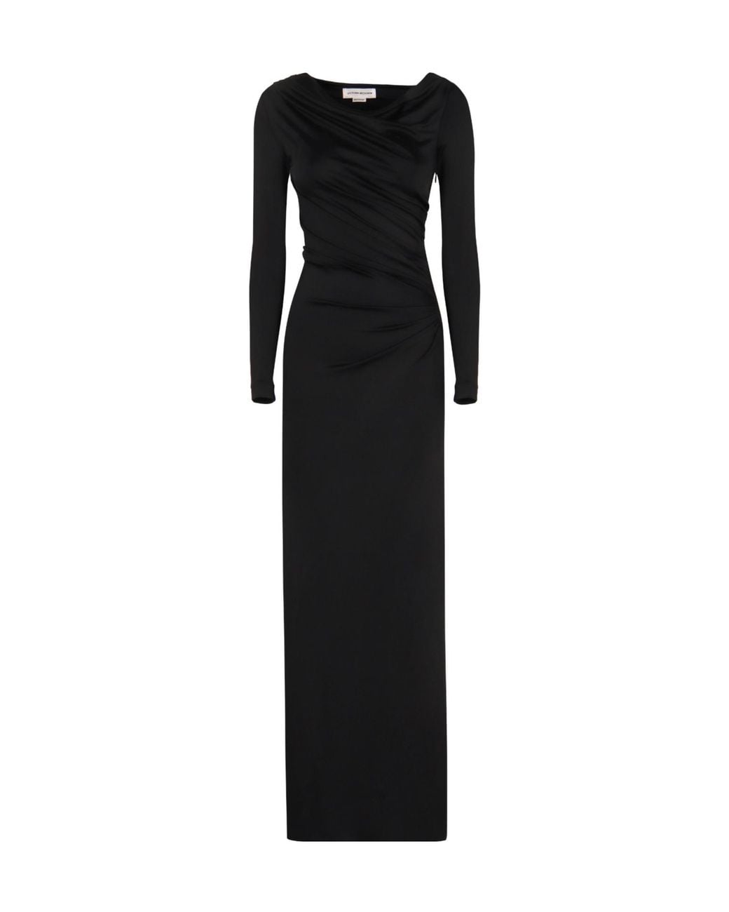 Victoria Beckham Black Off-Shoulder Draped Satin Gown