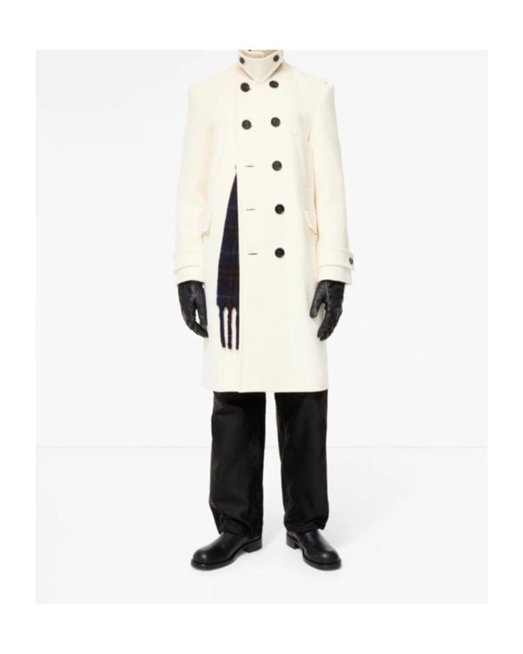 Burberry White Wool Blend Pea Coat for men