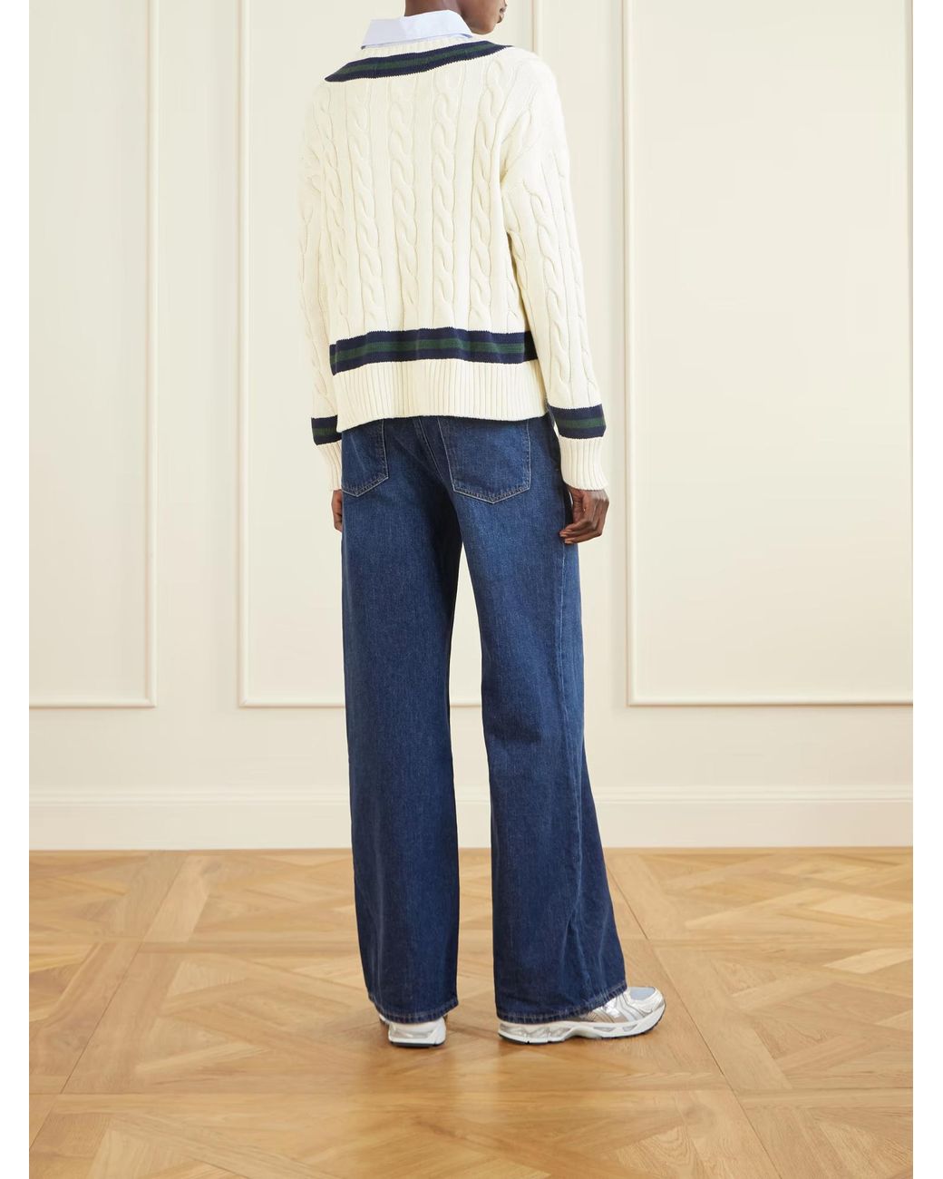 Sporty & Rich Blue Striped Cable Knit Sweater
