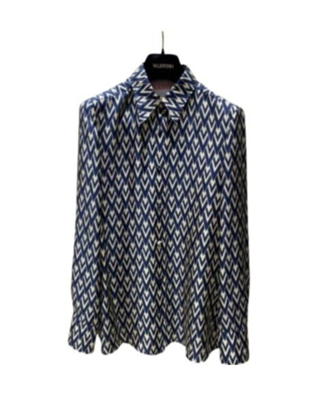 Valentino Blue Toute La V Monogram Long-Sleeved Shirt