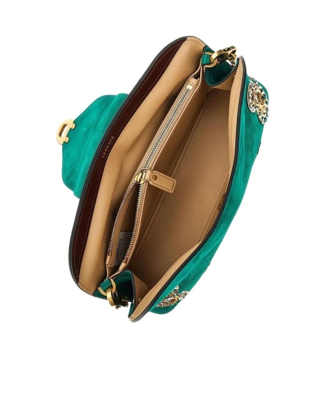 Versace Green Vivian Embellished Shoulder Bag