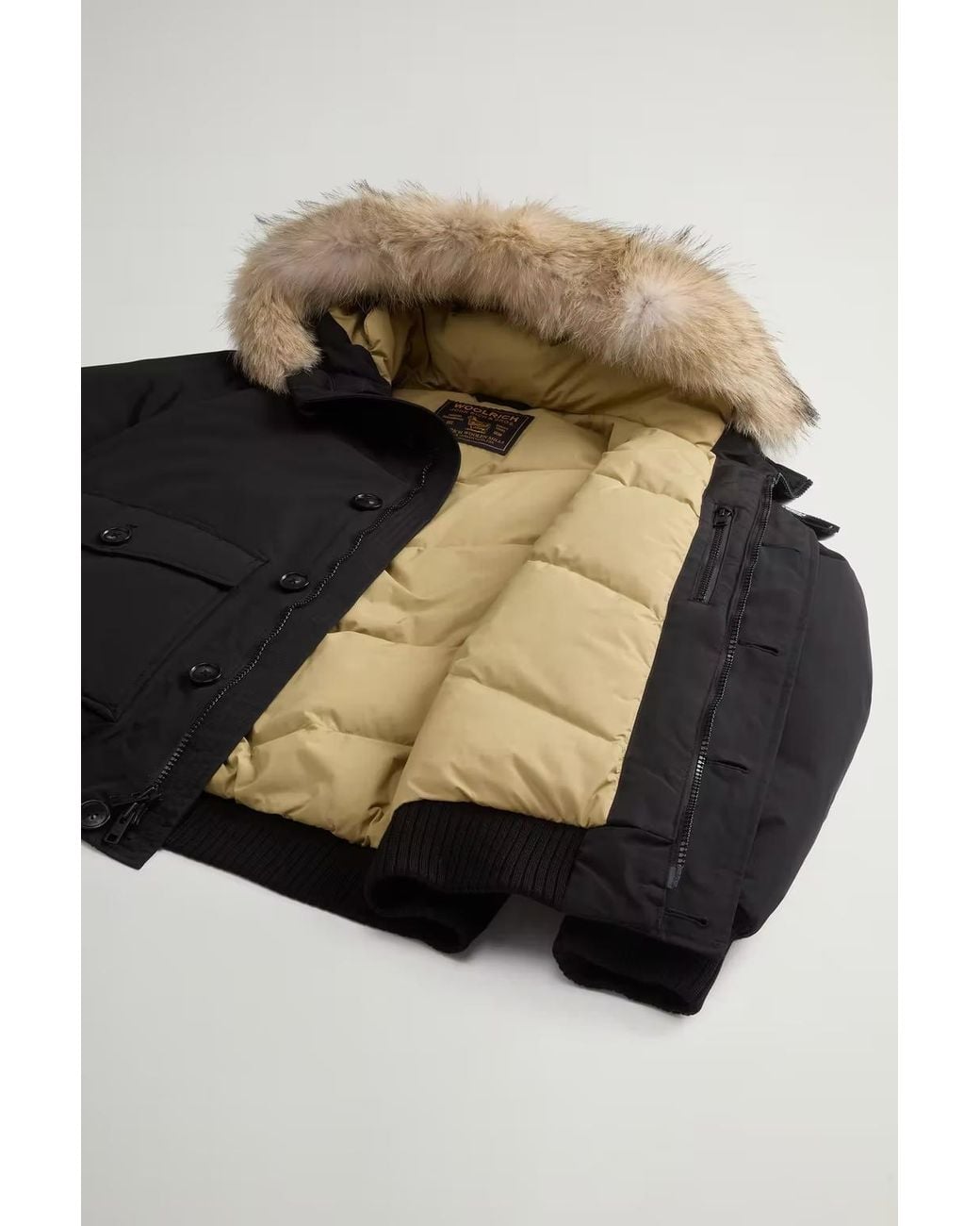 Woolrich Blue Polar Hooded Bomber Jacket for men