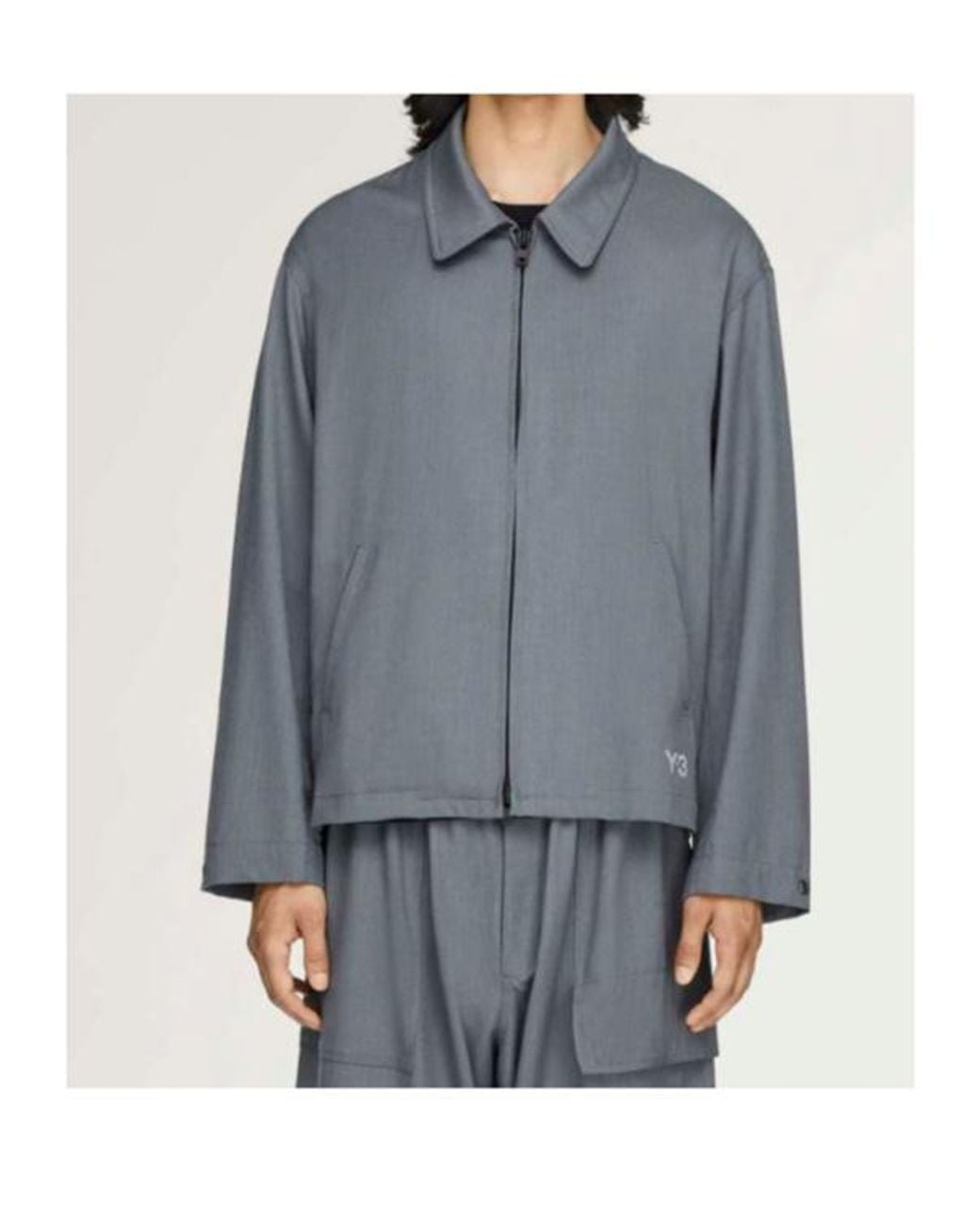 Y-3 Gray Zip-Up Logo-Print Jacket for men