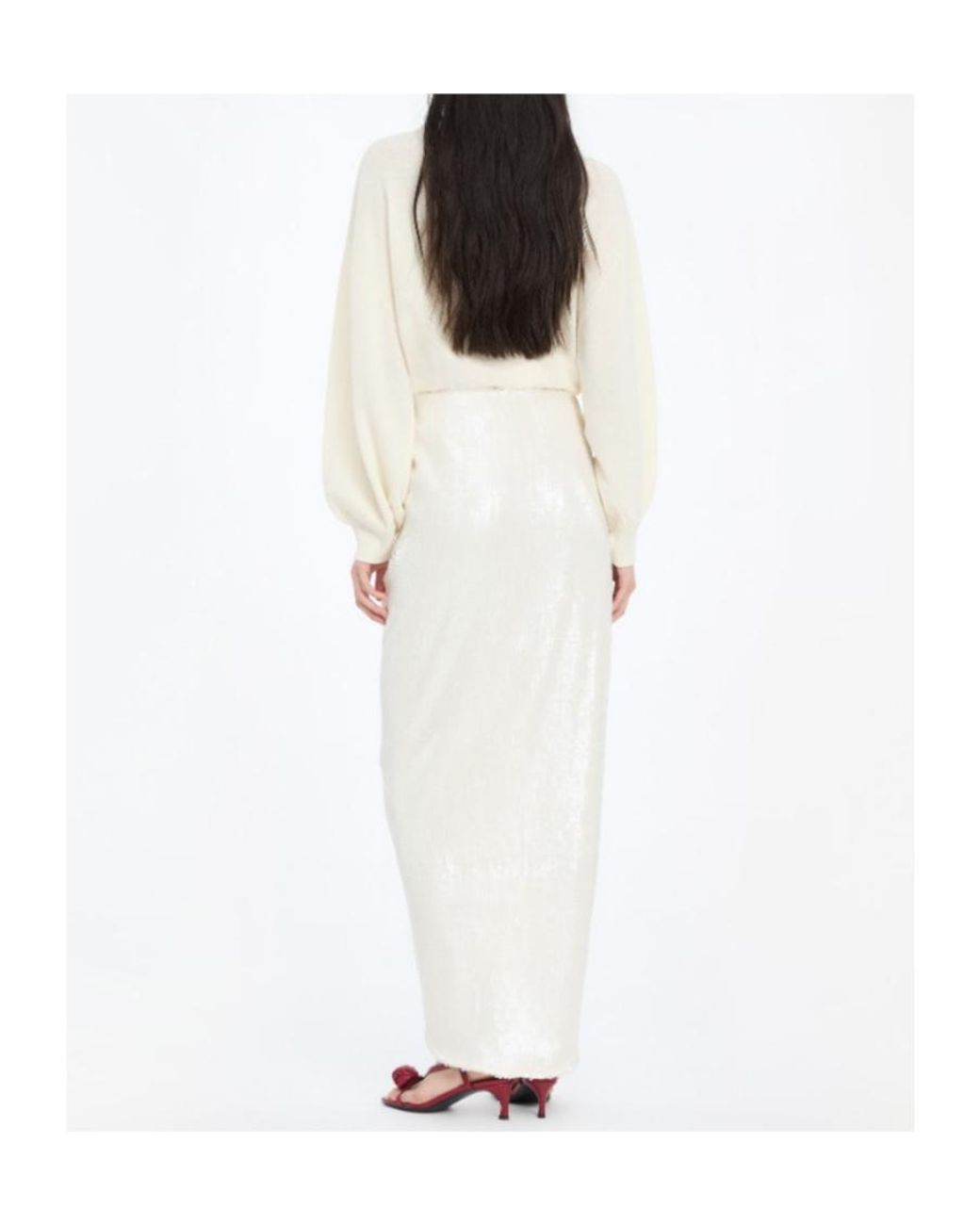 ROTATE BIRGER CHRISTENSEN White Sequins Knot Skirt