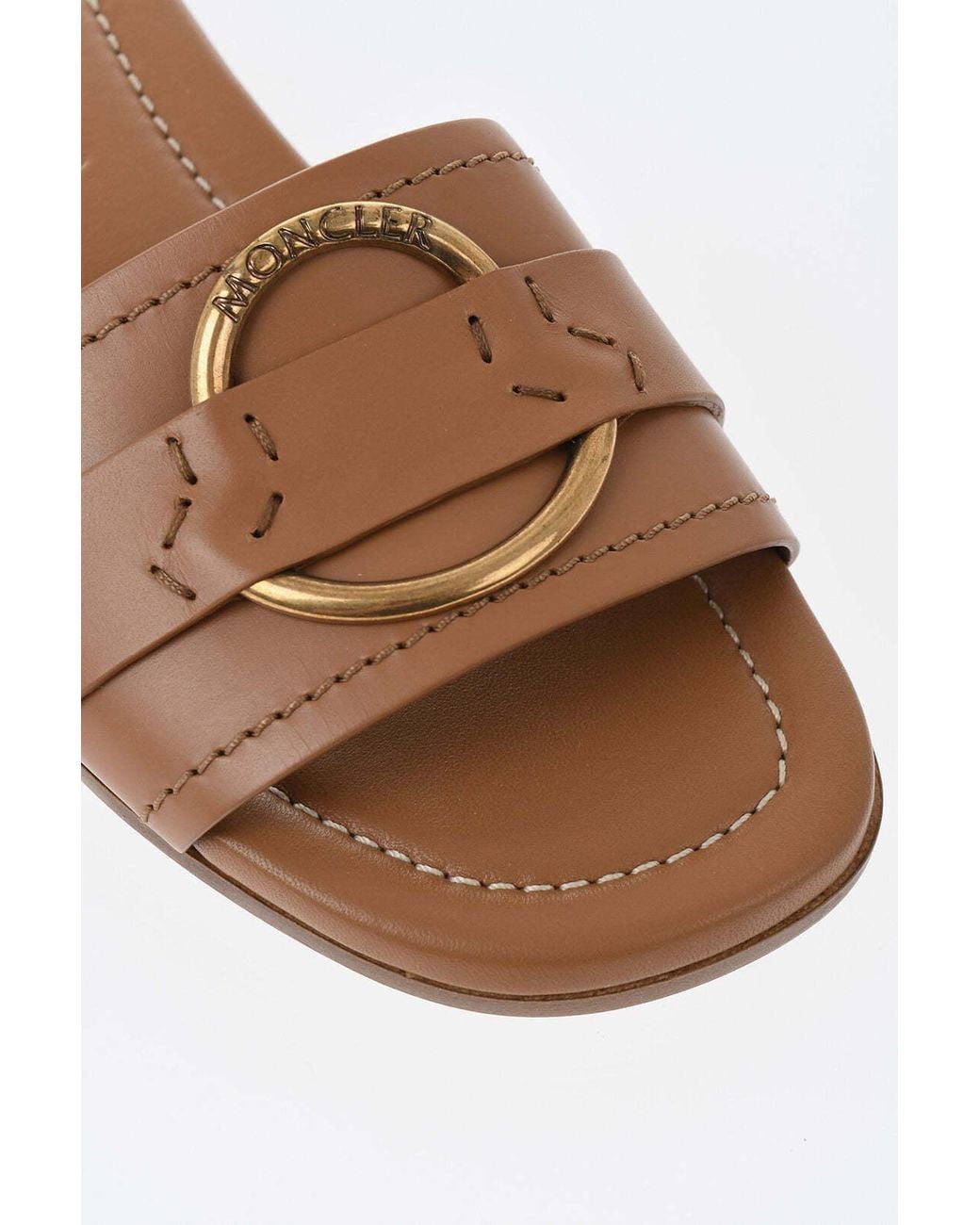 Moncler Bell Flat Sandals in Brown | Lyst