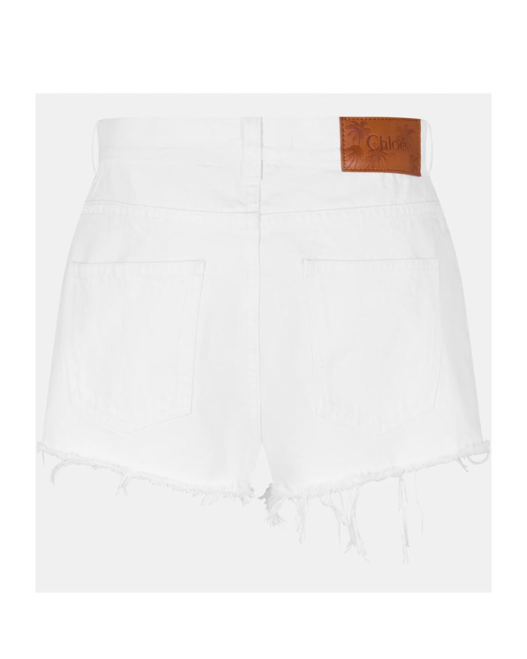 Chloé White Logo-Stamped Denim Shorts