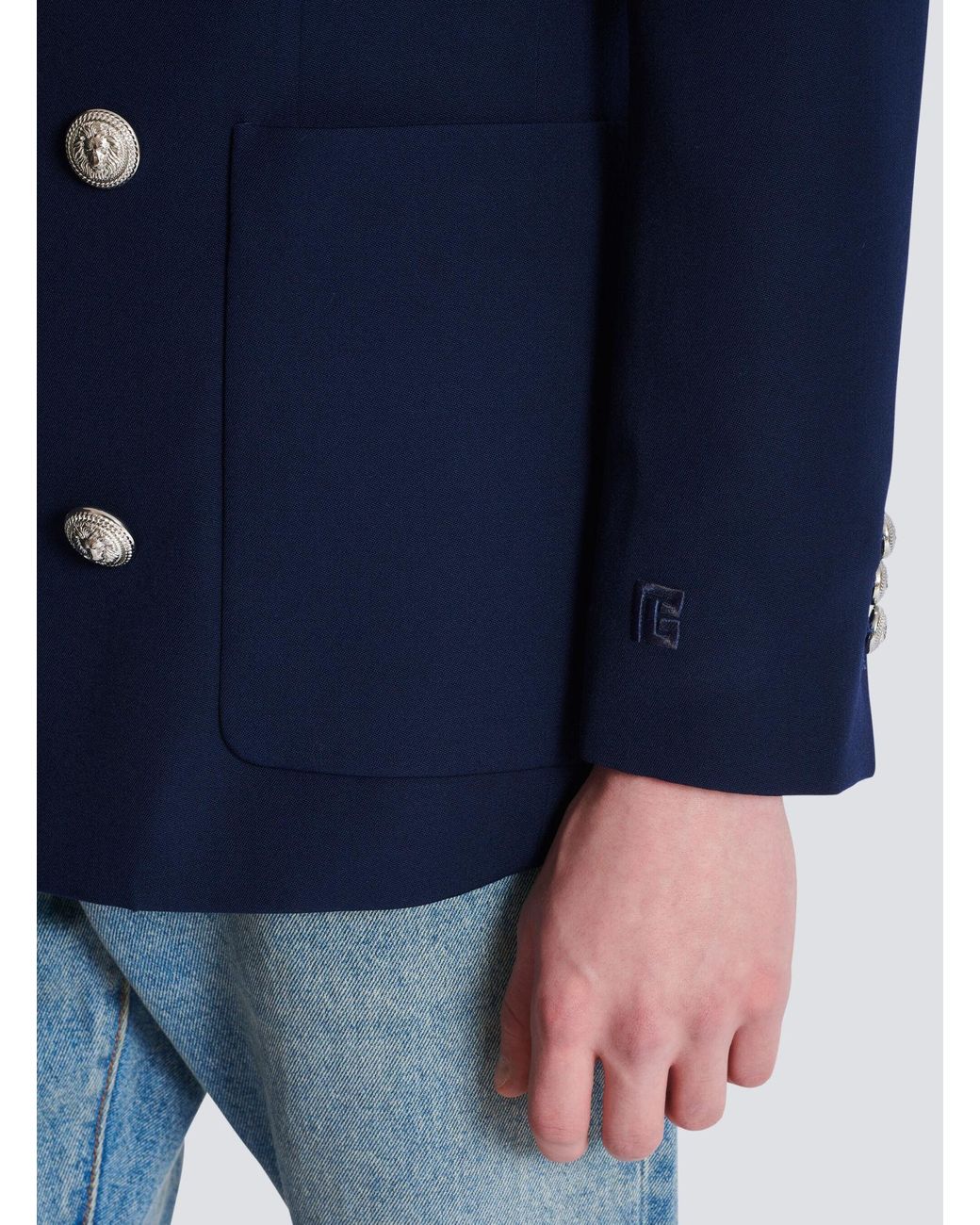 Balmain Blue Double Breasted Long Sleeved Blazer for men