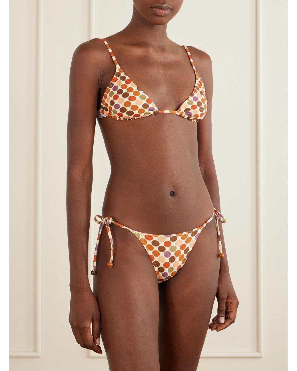 Eres Orange Colorful Polka Dot Print Bikini Top