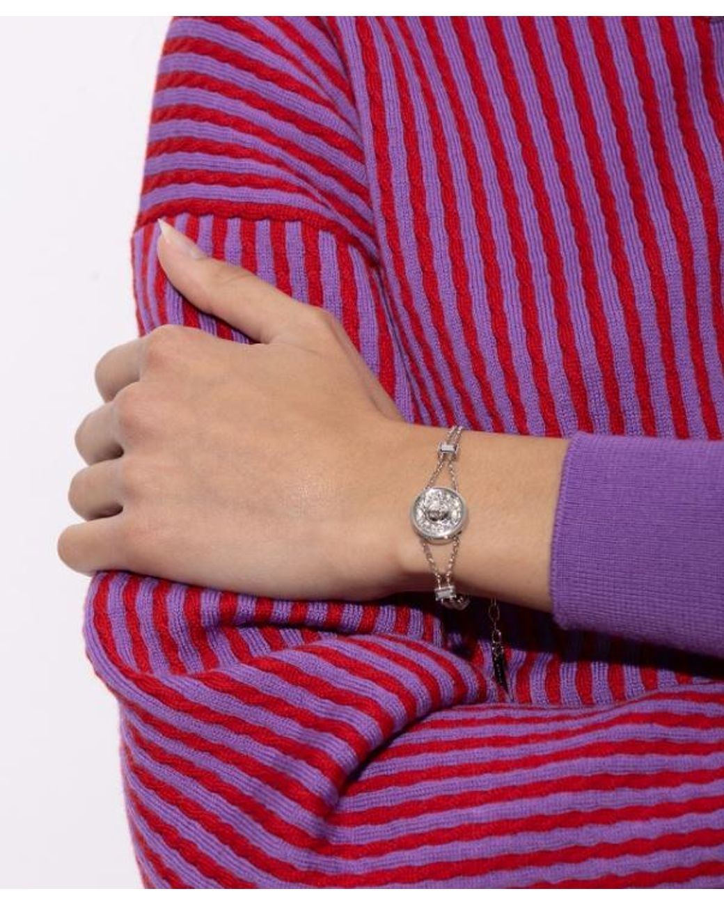 Versace White Bright Medusa Embellished Bracelet